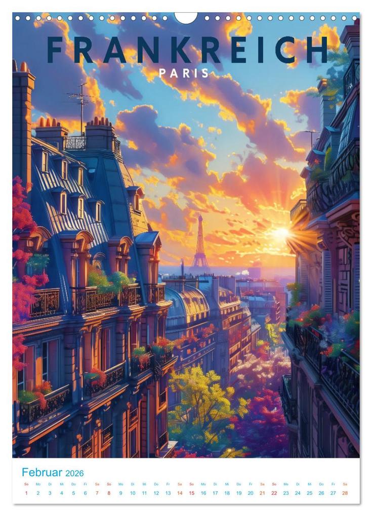 Weitere Ansicht: Frankreich - Old School Poster Style (Wandkalender 2026 DIN A3 hoch), CALVENDO Monatskalender | Val Thoermer, Calvendo