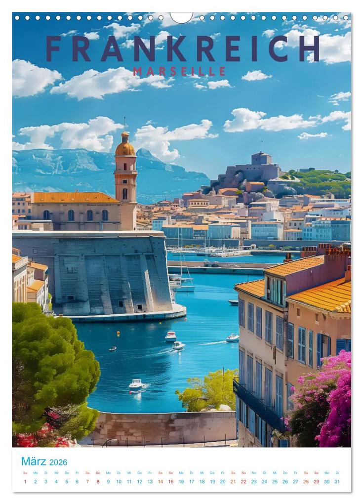 Weitere Ansicht: Frankreich - Old School Poster Style (Wandkalender 2026 DIN A3 hoch), CALVENDO Monatskalender | Val Thoermer, Calvendo