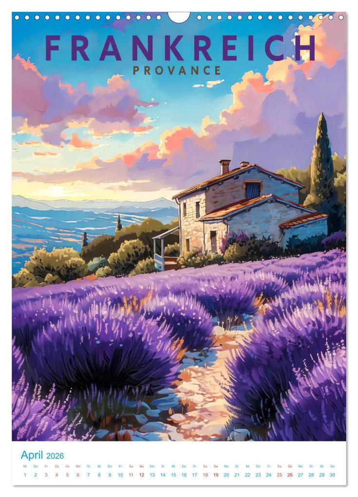 Weitere Ansicht: Frankreich - Old School Poster Style (Wandkalender 2026 DIN A3 hoch), CALVENDO Monatskalender | Val Thoermer, Calvendo