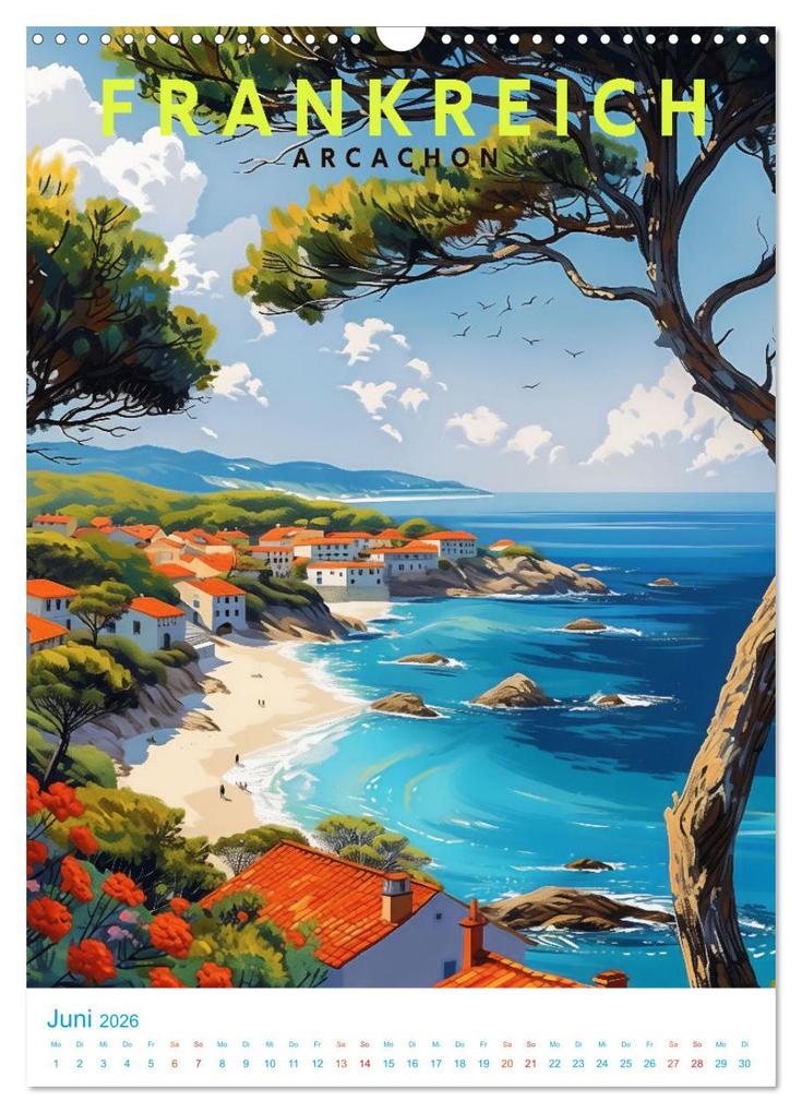 Weitere Ansicht: Frankreich - Old School Poster Style (Wandkalender 2026 DIN A3 hoch), CALVENDO Monatskalender | Val Thoermer, Calvendo