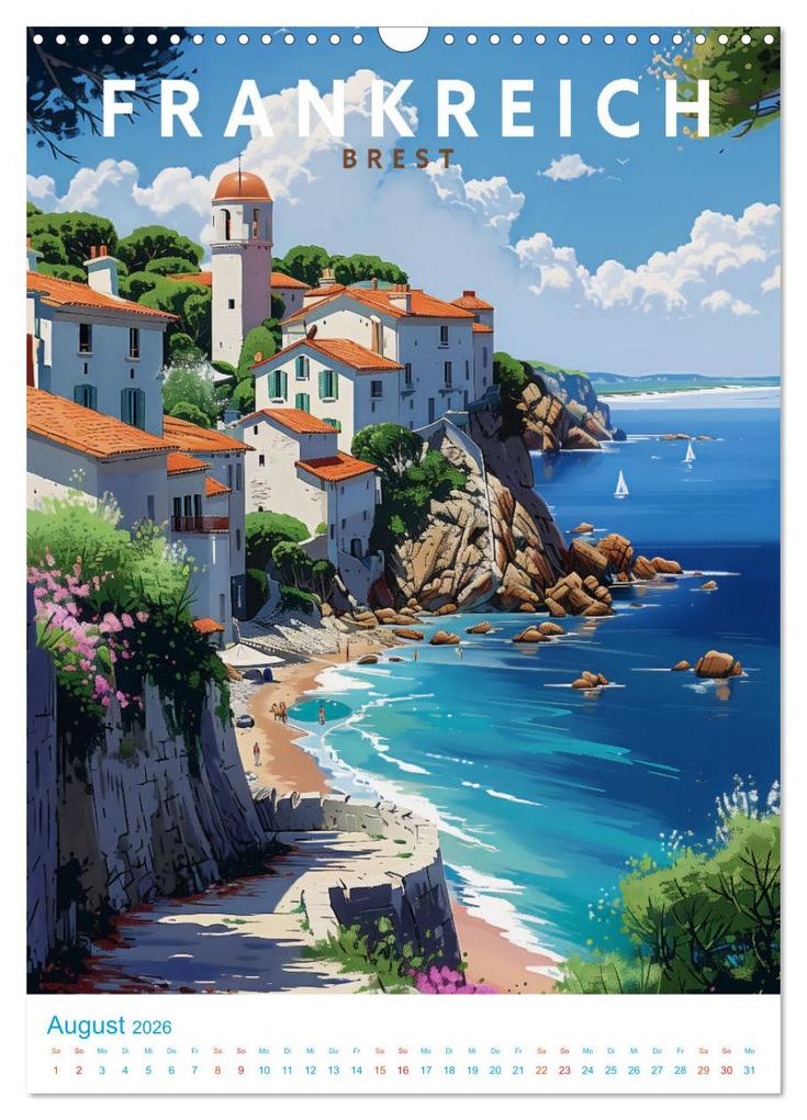 Weitere Ansicht: Frankreich - Old School Poster Style (Wandkalender 2026 DIN A3 hoch), CALVENDO Monatskalender | Val Thoermer, Calvendo