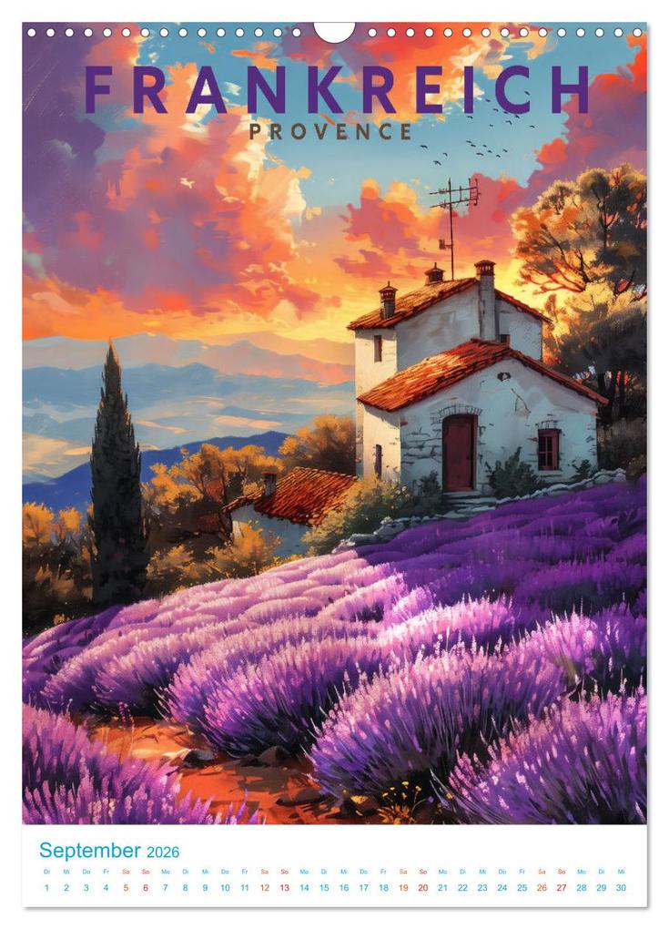 Weitere Ansicht: Frankreich - Old School Poster Style (Wandkalender 2026 DIN A3 hoch), CALVENDO Monatskalender | Val Thoermer, Calvendo