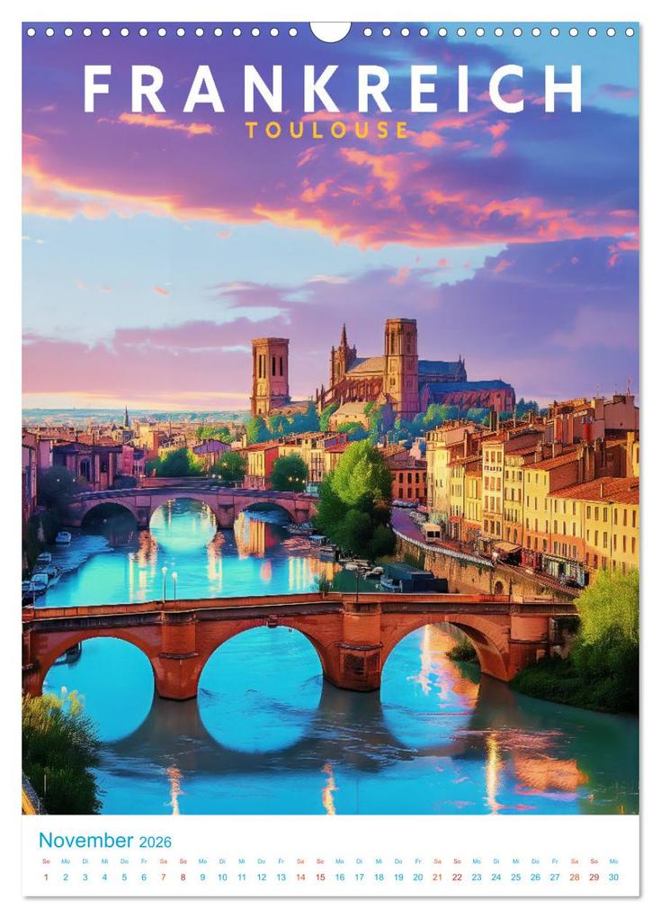 Weitere Ansicht: Frankreich - Old School Poster Style (Wandkalender 2026 DIN A3 hoch), CALVENDO Monatskalender | Val Thoermer, Calvendo