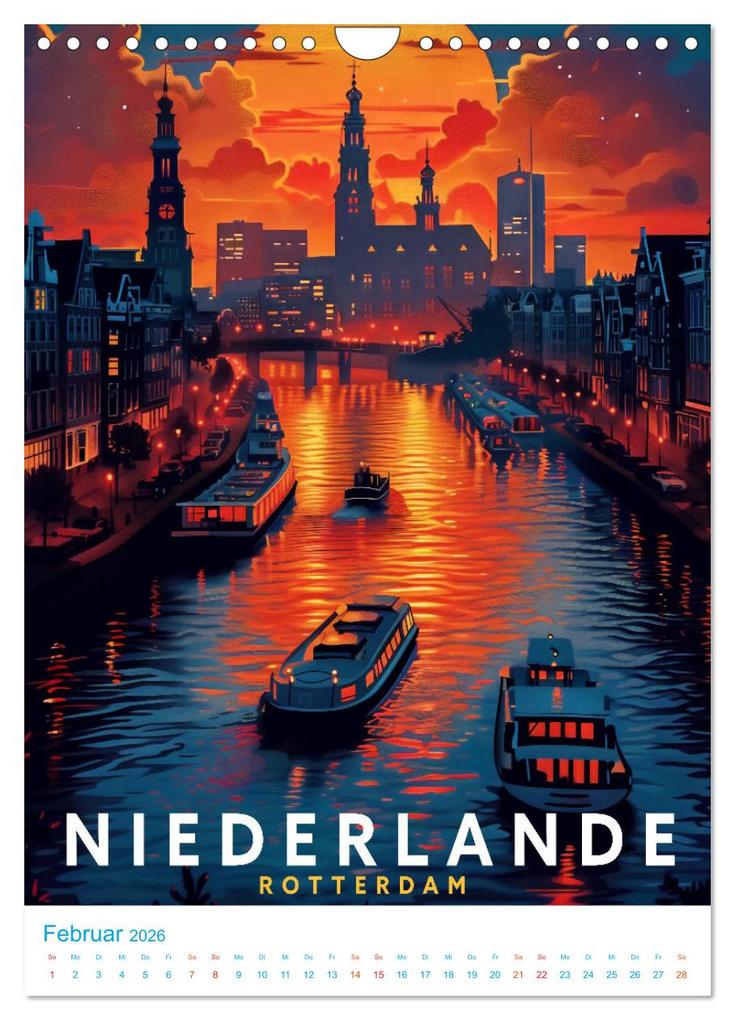 Weitere Ansicht: Niederlande - Old School Poster Style (Wandkalender 2026 DIN A4 hoch), CALVENDO Monatskalender | Val Thoermer, Calvendo