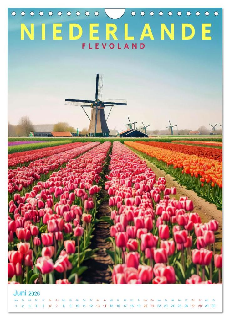 Weitere Ansicht: Niederlande - Old School Poster Style (Wandkalender 2026 DIN A4 hoch), CALVENDO Monatskalender | Val Thoermer, Calvendo