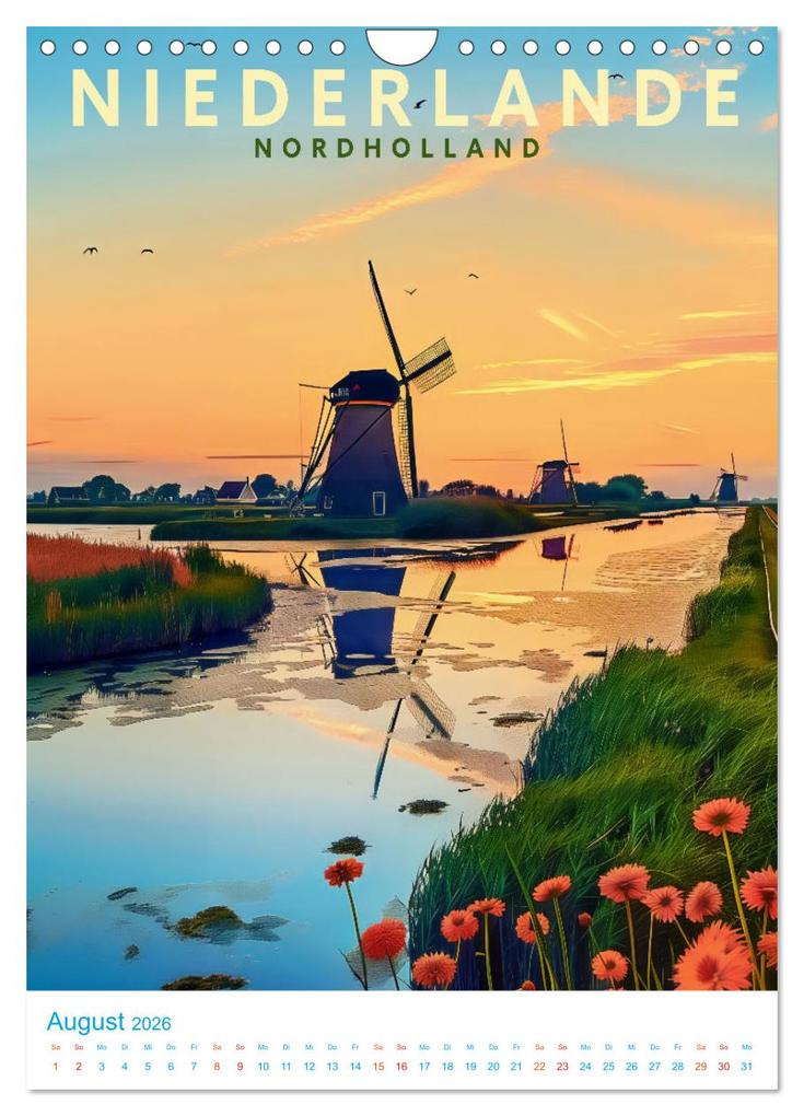 Weitere Ansicht: Niederlande - Old School Poster Style (Wandkalender 2026 DIN A4 hoch), CALVENDO Monatskalender | Val Thoermer, Calvendo