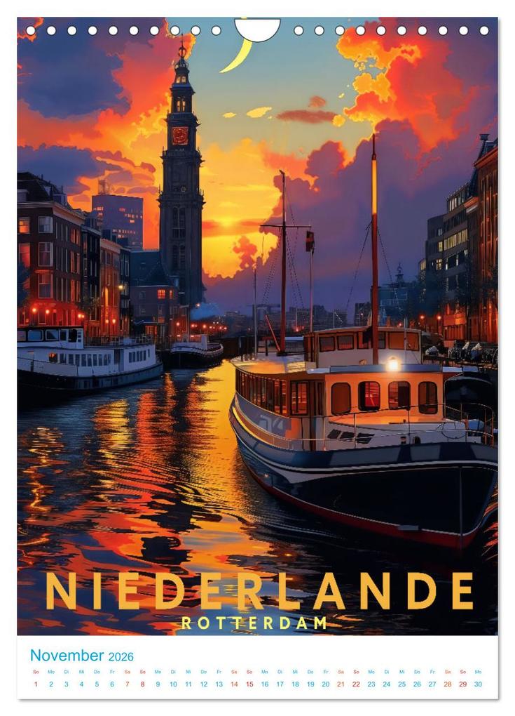 Weitere Ansicht: Niederlande - Old School Poster Style (Wandkalender 2026 DIN A4 hoch), CALVENDO Monatskalender | Val Thoermer, Calvendo