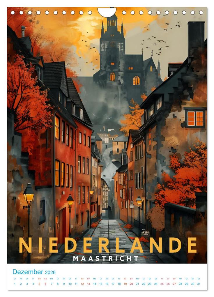 Weitere Ansicht: Niederlande - Old School Poster Style (Wandkalender 2026 DIN A4 hoch), CALVENDO Monatskalender | Val Thoermer, Calvendo