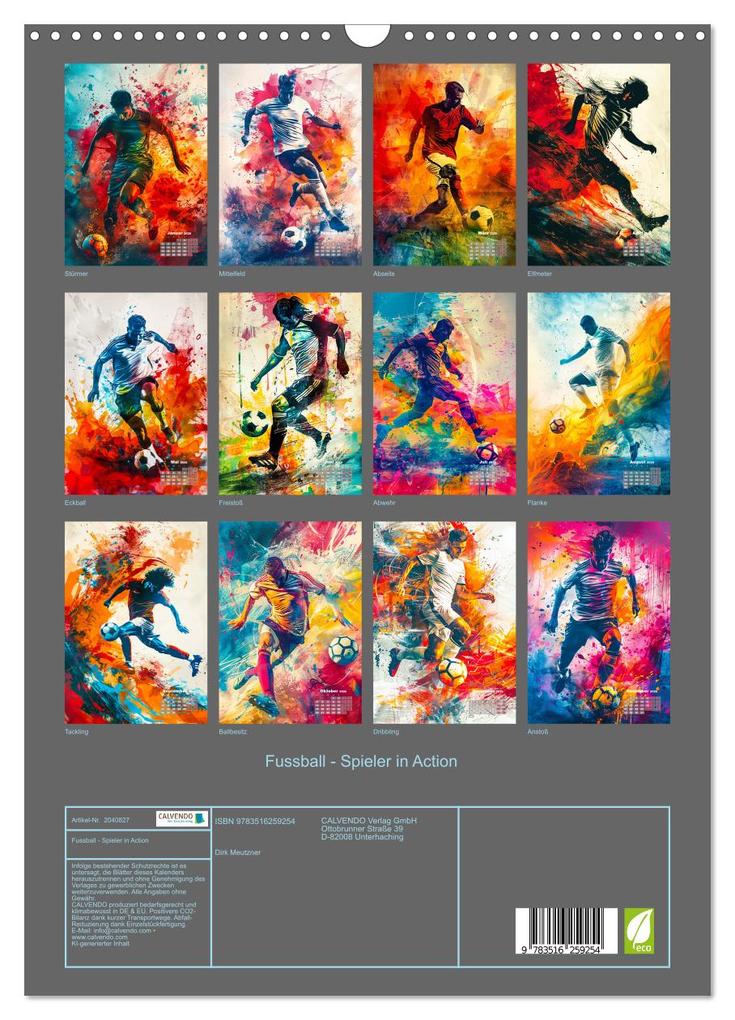 Weitere Ansicht: Fussball - Spieler in Action (Wandkalender 2026 DIN A3 hoch), CALVENDO Monatskalender | Dirk Meutzner, Calvendo