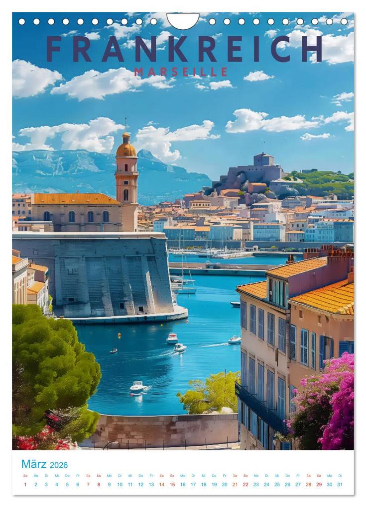 Weitere Ansicht: Frankreich - Old School Poster Style (Wandkalender 2026 DIN A4 hoch), CALVENDO Monatskalender | Val Thoermer, Calvendo