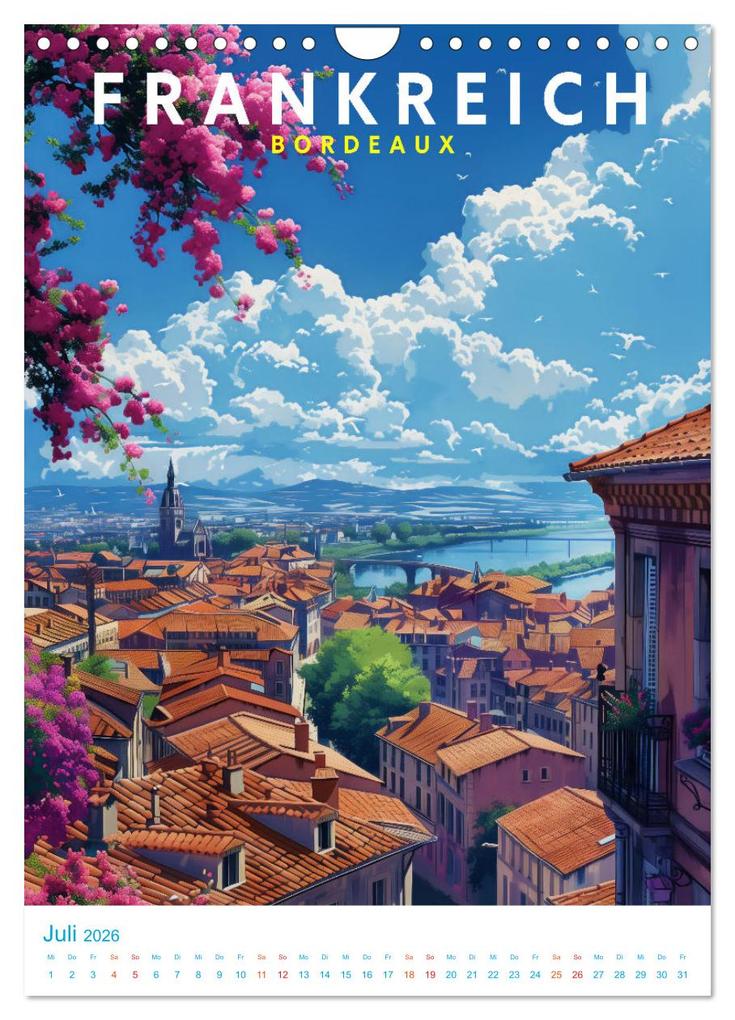 Weitere Ansicht: Frankreich - Old School Poster Style (Wandkalender 2026 DIN A4 hoch), CALVENDO Monatskalender | Val Thoermer, Calvendo