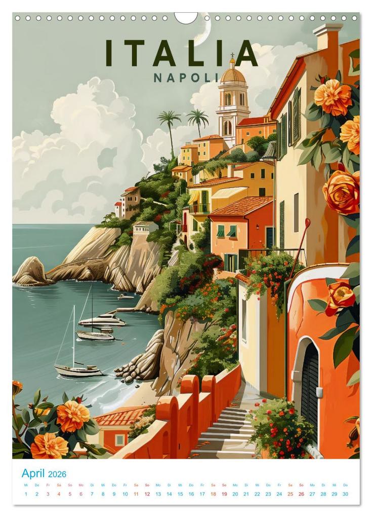 Weitere Ansicht: Italien - Old School Poster Style (Wandkalender 2026 DIN A3 hoch), CALVENDO Monatskalender | Val Thoermer, Calvendo