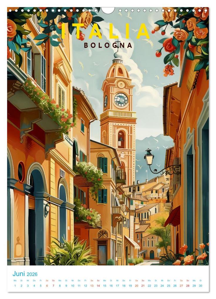 Weitere Ansicht: Italien - Old School Poster Style (Wandkalender 2026 DIN A3 hoch), CALVENDO Monatskalender | Val Thoermer, Calvendo