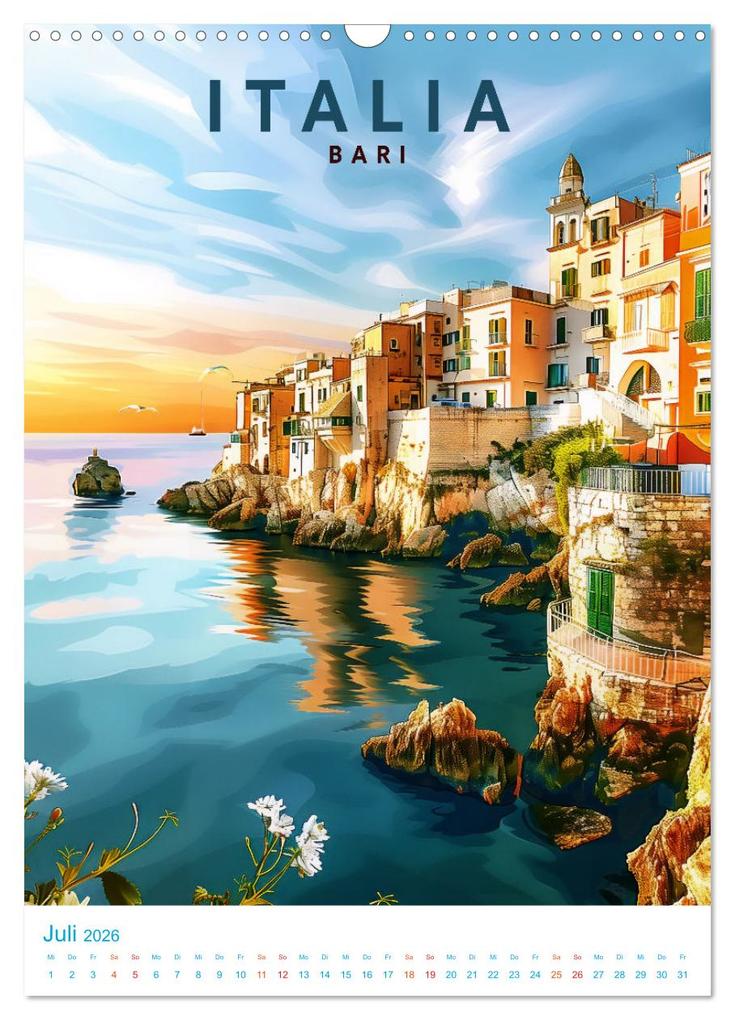 Weitere Ansicht: Italien - Old School Poster Style (Wandkalender 2026 DIN A3 hoch), CALVENDO Monatskalender | Val Thoermer, Calvendo