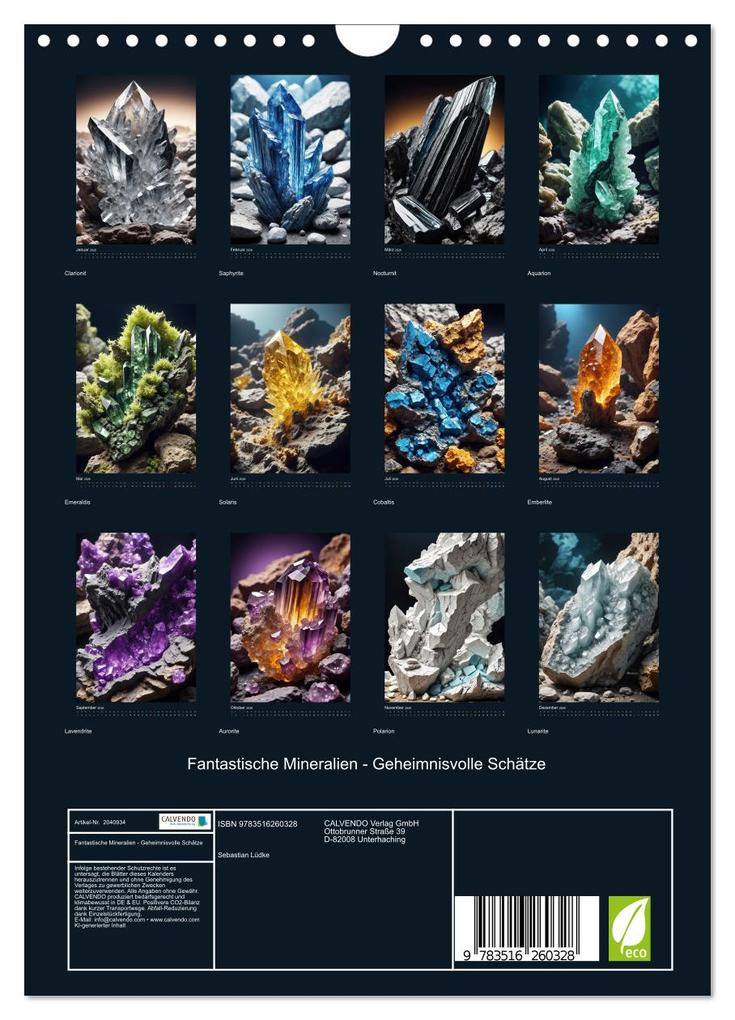 Weitere Ansicht: Fantastische Mineralien - Geheimnisvolle Schätze (Wandkalender 2026 DIN A4 hoch), CALVENDO Monatskalender | Sebastian Lüdke, Calvendo