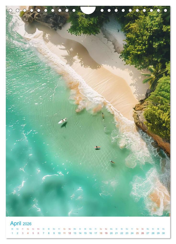 Weitere Ansicht: Blick von oben - Traumstrände (Wandkalender 2026 DIN A4 hoch), CALVENDO Monatskalender | Val Thoermer, Calvendo