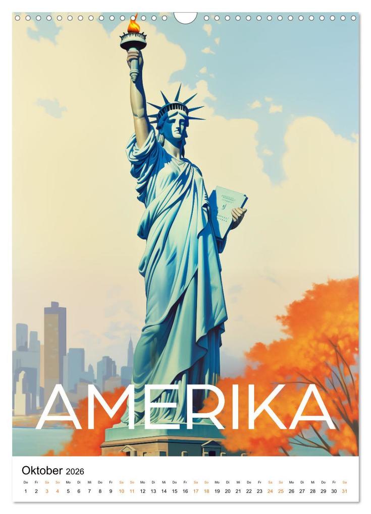 Weitere Ansicht: Reise in die 50er Jahre. Vintage Travel Poster. (Wandkalender 2026 DIN A3 hoch), CALVENDO Monatskalender | Petra Zarre, Calvendo