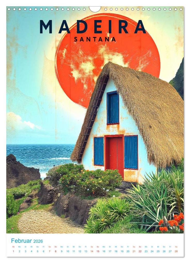 Weitere Ansicht: Madeira - Old School Poster Style (Wandkalender 2026 DIN A3 hoch), CALVENDO Monatskalender | Val Thoermer, Calvendo