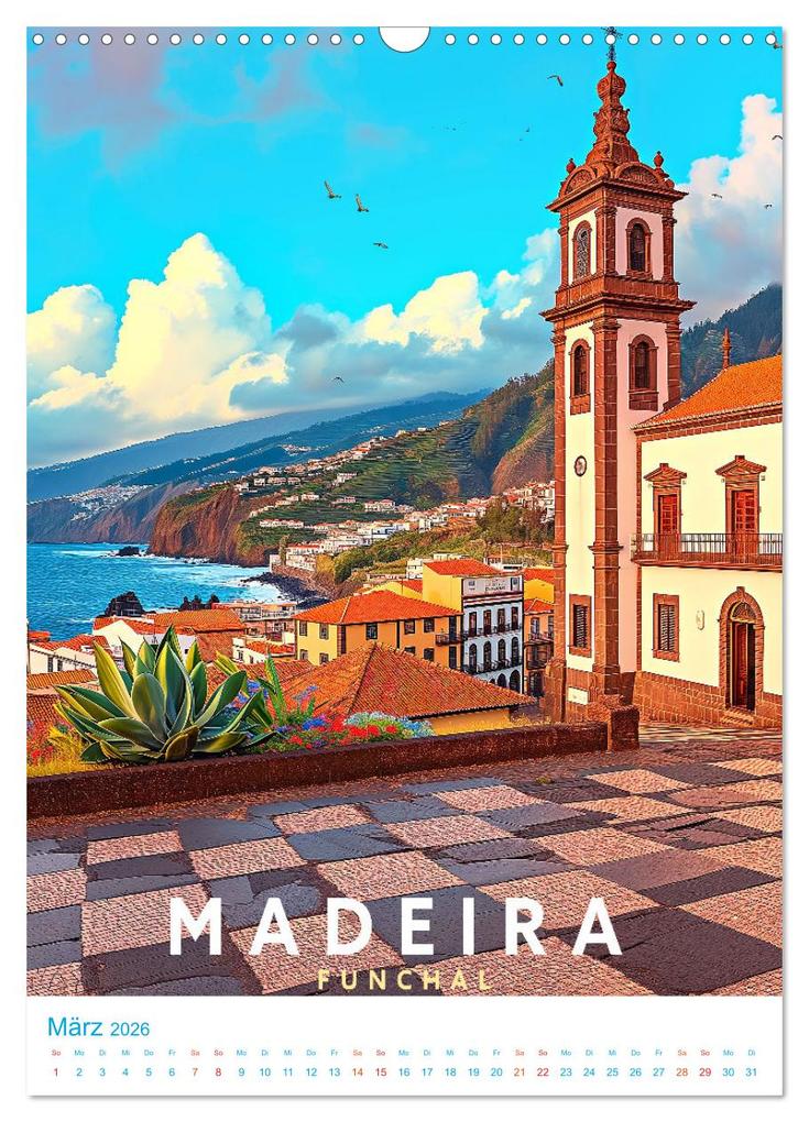Weitere Ansicht: Madeira - Old School Poster Style (Wandkalender 2026 DIN A3 hoch), CALVENDO Monatskalender | Val Thoermer, Calvendo