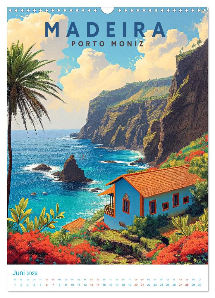 Weitere Ansicht: Madeira - Old School Poster Style (Wandkalender 2026 DIN A3 hoch), CALVENDO Monatskalender | Val Thoermer, Calvendo