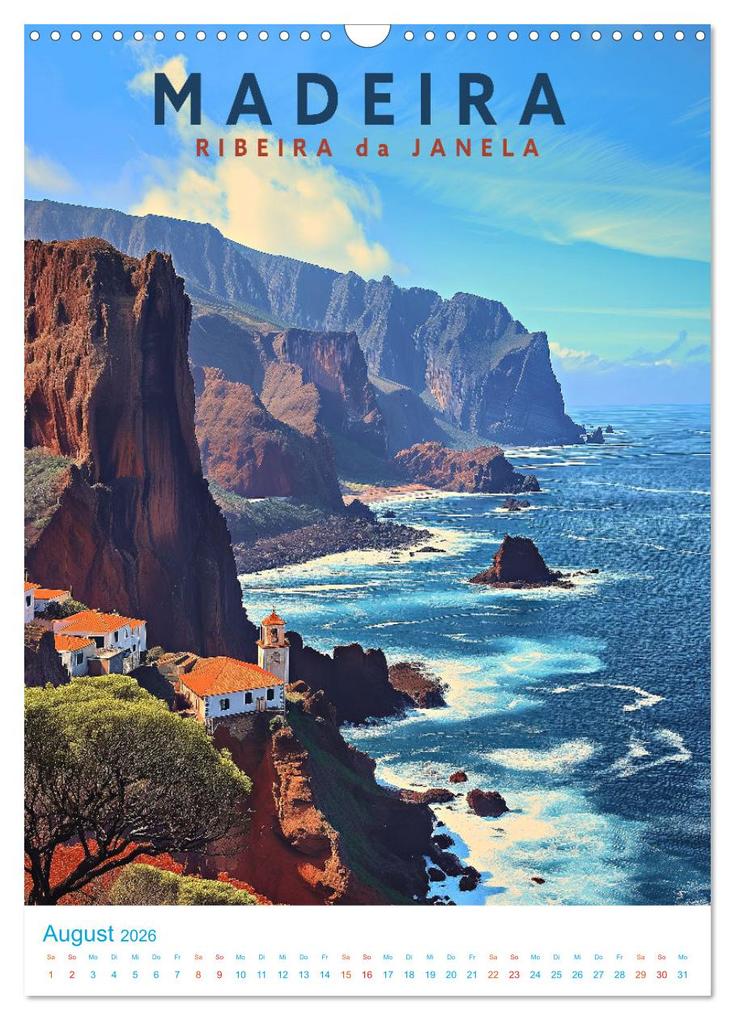 Weitere Ansicht: Madeira - Old School Poster Style (Wandkalender 2026 DIN A3 hoch), CALVENDO Monatskalender | Val Thoermer, Calvendo