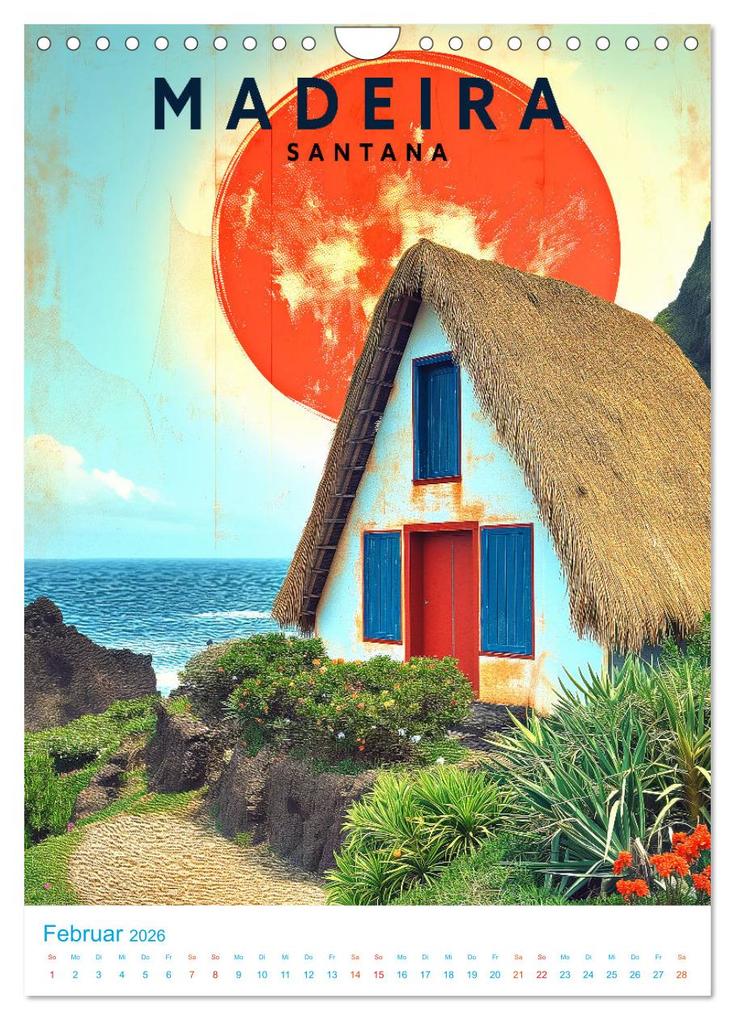 Weitere Ansicht: Madeira - Old School Poster Style (Wandkalender 2026 DIN A4 hoch), CALVENDO Monatskalender | Val Thoermer, Calvendo