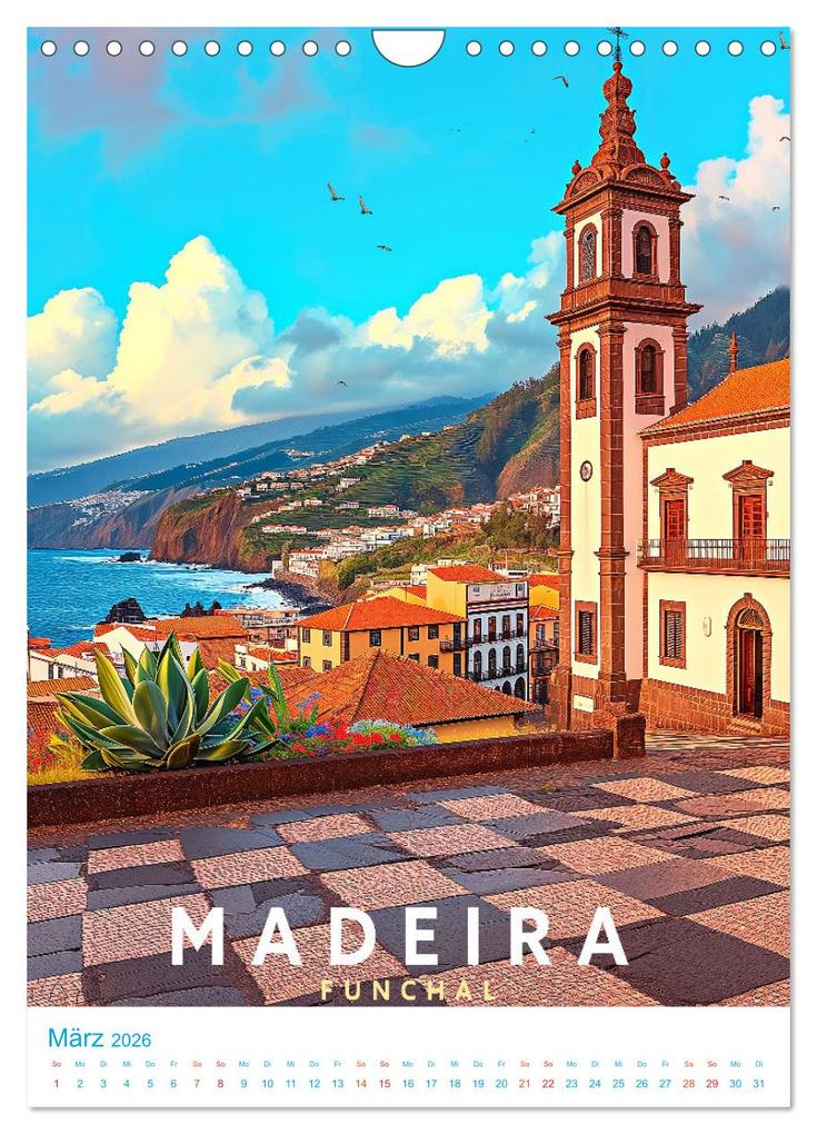 Weitere Ansicht: Madeira - Old School Poster Style (Wandkalender 2026 DIN A4 hoch), CALVENDO Monatskalender | Val Thoermer, Calvendo