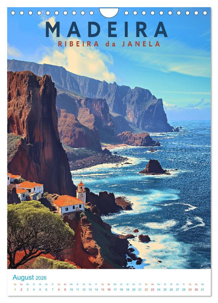 Weitere Ansicht: Madeira - Old School Poster Style (Wandkalender 2026 DIN A4 hoch), CALVENDO Monatskalender | Val Thoermer, Calvendo