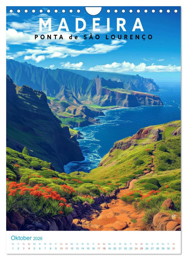 Weitere Ansicht: Madeira - Old School Poster Style (Wandkalender 2026 DIN A4 hoch), CALVENDO Monatskalender | Val Thoermer, Calvendo