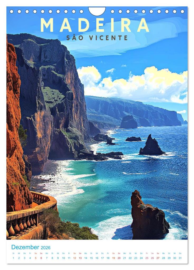 Weitere Ansicht: Madeira - Old School Poster Style (Wandkalender 2026 DIN A4 hoch), CALVENDO Monatskalender | Val Thoermer, Calvendo