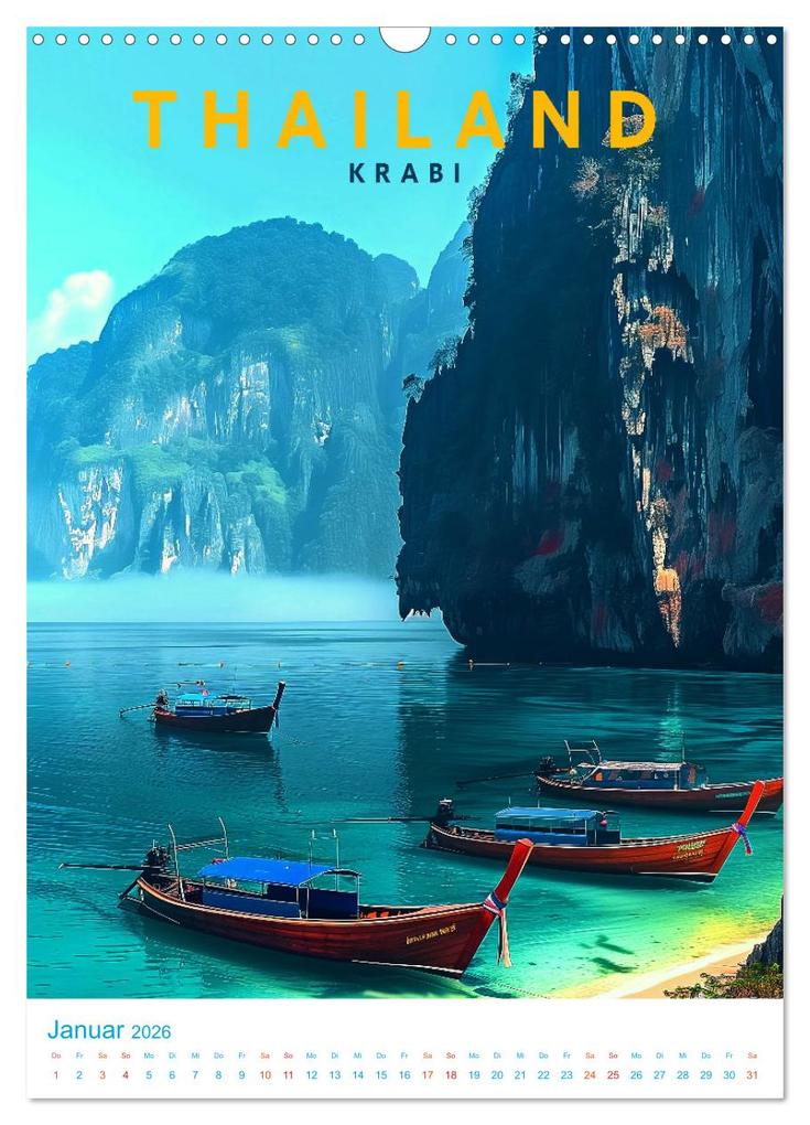 Weitere Ansicht: Thailand - Old School Poster Style (Wandkalender 2026 DIN A3 hoch), CALVENDO Monatskalender | Val Thoermer, Calvendo