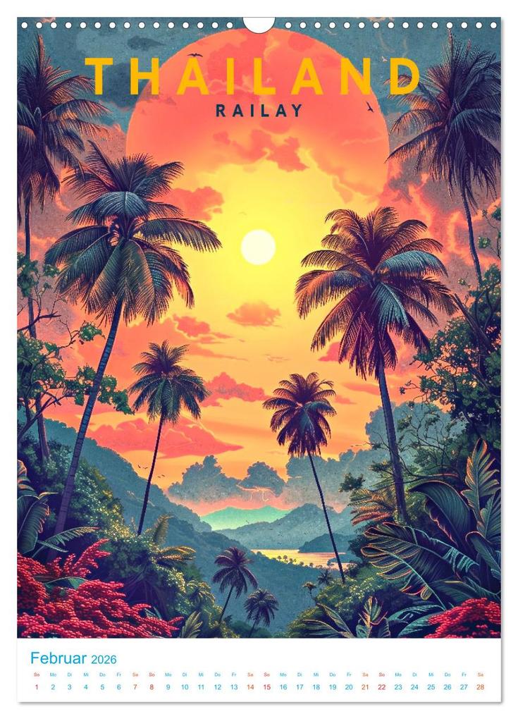Weitere Ansicht: Thailand - Old School Poster Style (Wandkalender 2026 DIN A3 hoch), CALVENDO Monatskalender | Val Thoermer, Calvendo
