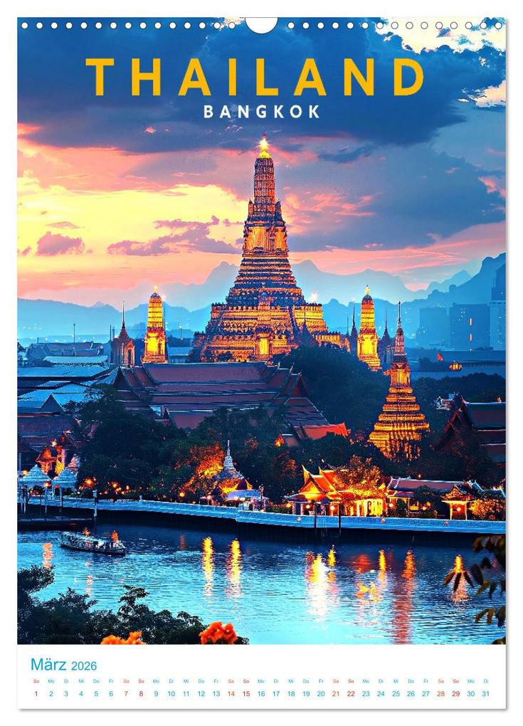 Weitere Ansicht: Thailand - Old School Poster Style (Wandkalender 2026 DIN A3 hoch), CALVENDO Monatskalender | Val Thoermer, Calvendo