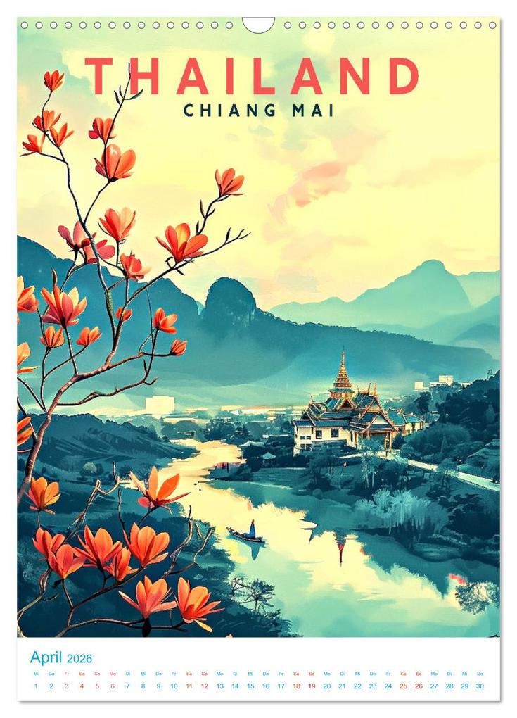 Weitere Ansicht: Thailand - Old School Poster Style (Wandkalender 2026 DIN A3 hoch), CALVENDO Monatskalender | Val Thoermer, Calvendo