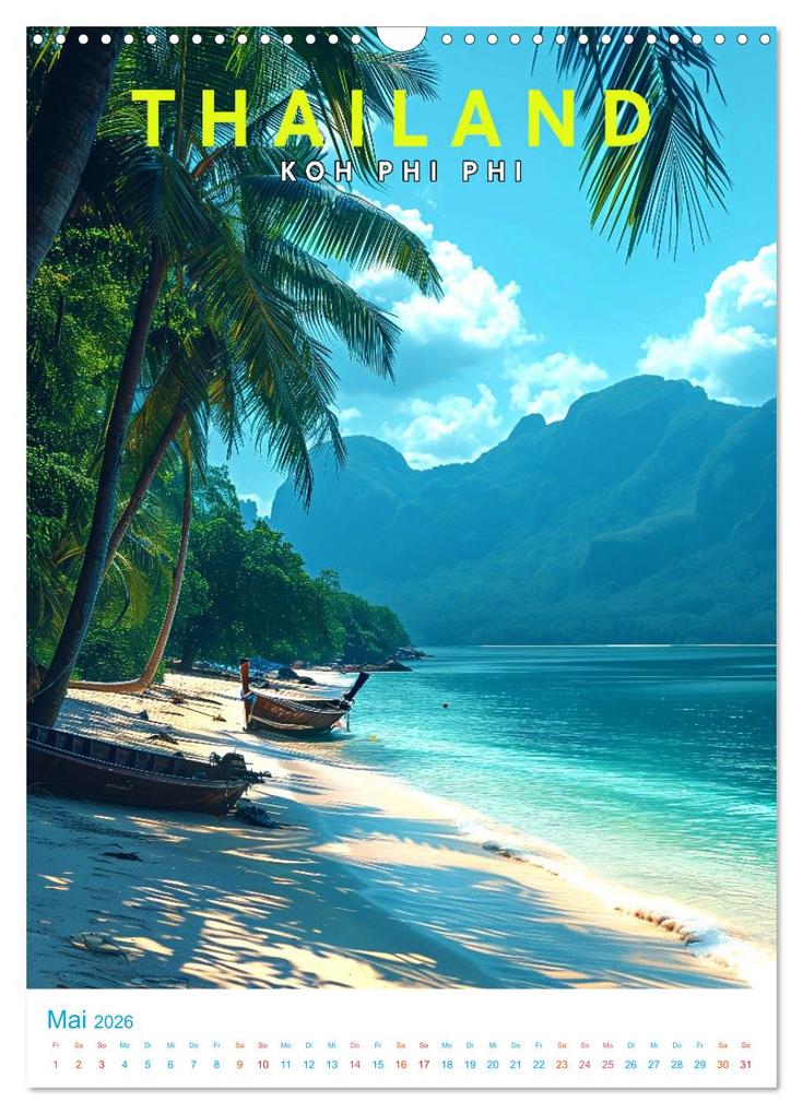 Weitere Ansicht: Thailand - Old School Poster Style (Wandkalender 2026 DIN A3 hoch), CALVENDO Monatskalender | Val Thoermer, Calvendo