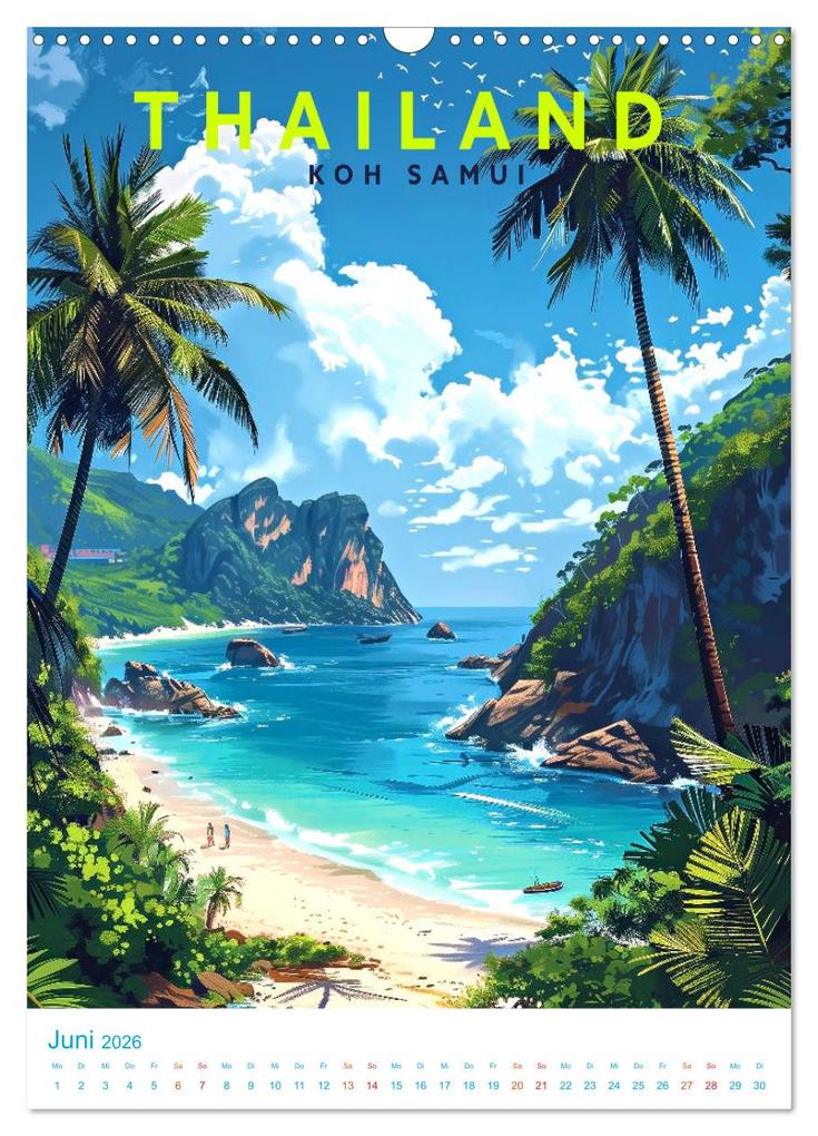 Weitere Ansicht: Thailand - Old School Poster Style (Wandkalender 2026 DIN A3 hoch), CALVENDO Monatskalender | Val Thoermer, Calvendo