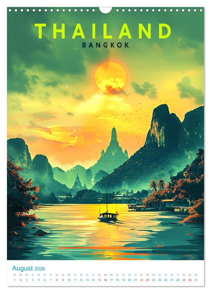 Weitere Ansicht: Thailand - Old School Poster Style (Wandkalender 2026 DIN A3 hoch), CALVENDO Monatskalender | Val Thoermer, Calvendo