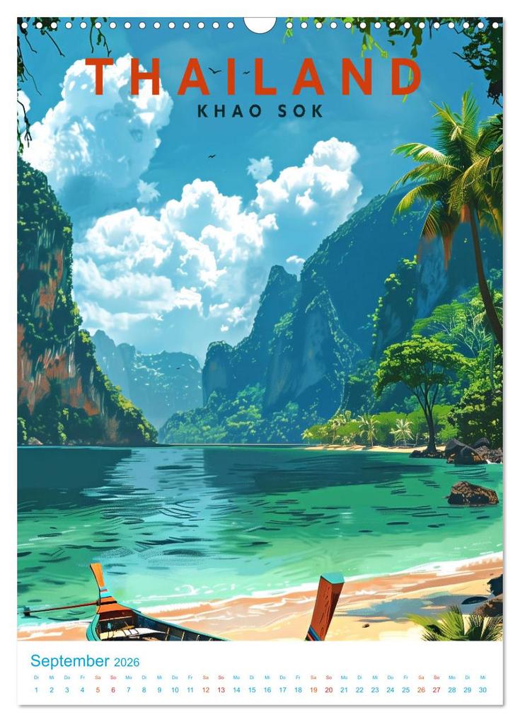 Weitere Ansicht: Thailand - Old School Poster Style (Wandkalender 2026 DIN A3 hoch), CALVENDO Monatskalender | Val Thoermer, Calvendo
