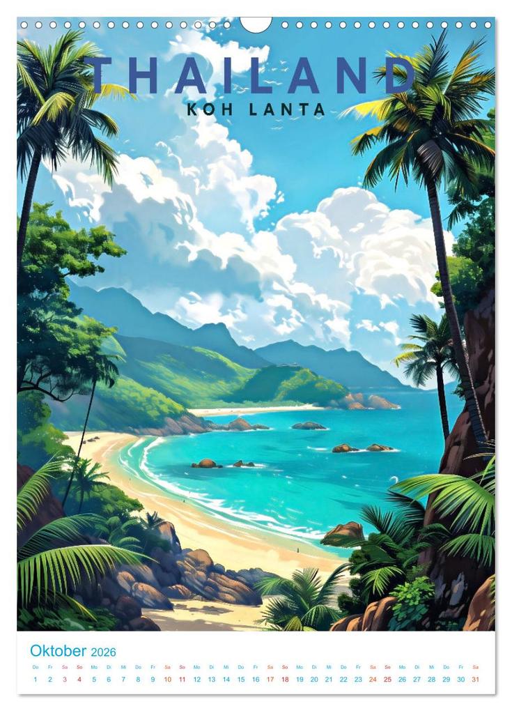 Weitere Ansicht: Thailand - Old School Poster Style (Wandkalender 2026 DIN A3 hoch), CALVENDO Monatskalender | Val Thoermer, Calvendo