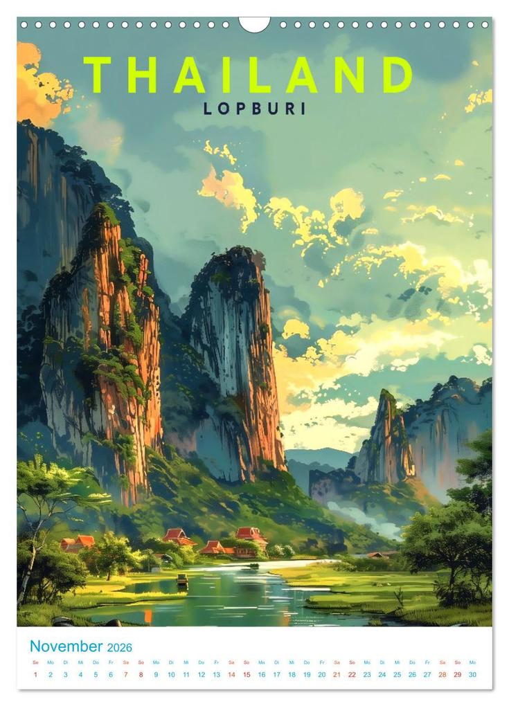 Weitere Ansicht: Thailand - Old School Poster Style (Wandkalender 2026 DIN A3 hoch), CALVENDO Monatskalender | Val Thoermer, Calvendo