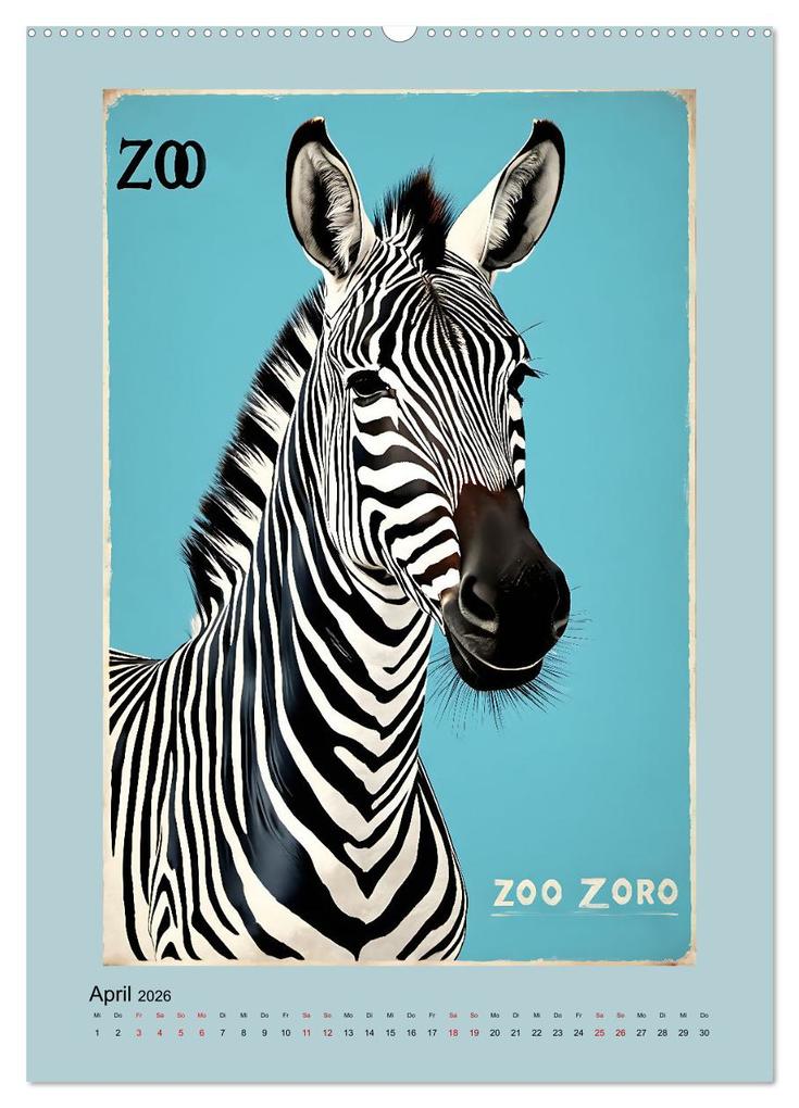 Weitere Ansicht: Zoo Vintage-Poster (Wandkalender 2026 DIN A2 hoch), CALVENDO Monatskalender | Renate Utz, Calvendo