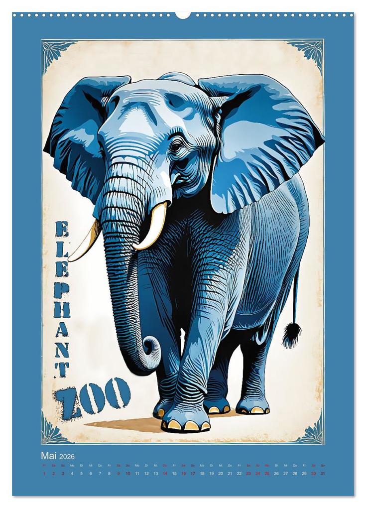 Weitere Ansicht: Zoo Vintage-Poster (Wandkalender 2026 DIN A2 hoch), CALVENDO Monatskalender | Renate Utz, Calvendo