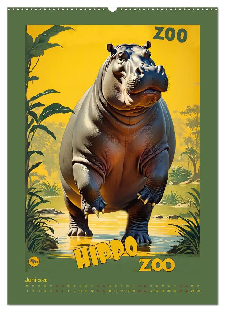 Weitere Ansicht: Zoo Vintage-Poster (Wandkalender 2026 DIN A2 hoch), CALVENDO Monatskalender | Renate Utz, Calvendo