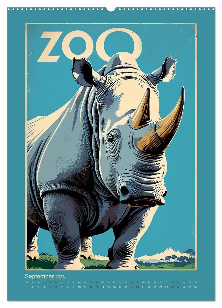 Weitere Ansicht: Zoo Vintage-Poster (Wandkalender 2026 DIN A2 hoch), CALVENDO Monatskalender | Renate Utz, Calvendo