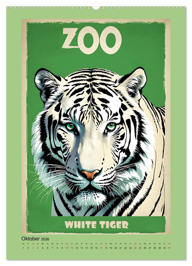Weitere Ansicht: Zoo Vintage-Poster (Wandkalender 2026 DIN A2 hoch), CALVENDO Monatskalender | Renate Utz, Calvendo
