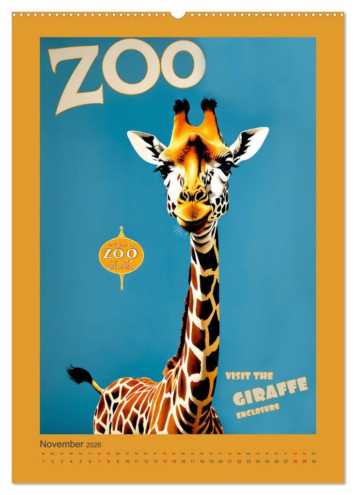 Weitere Ansicht: Zoo Vintage-Poster (Wandkalender 2026 DIN A2 hoch), CALVENDO Monatskalender | Renate Utz, Calvendo