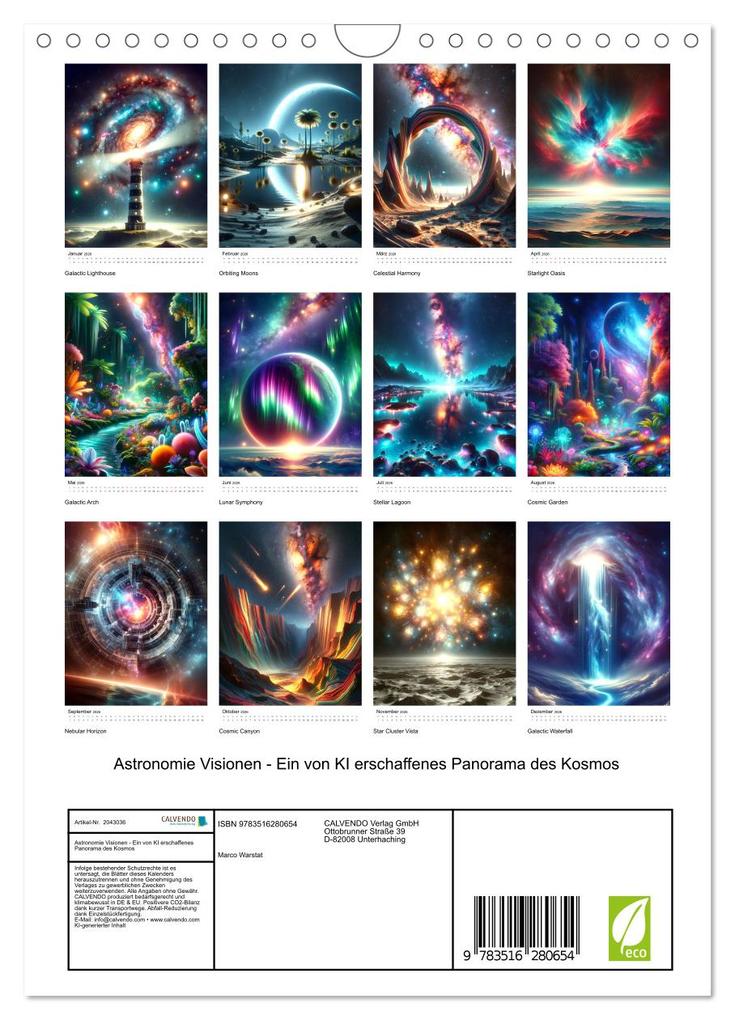 Weitere Ansicht: Astronomie Visionen - Ein von KI erschaffenes Panorama des Kosmos (Wandkalender 2026 DIN A4 hoch), CALVENDO Monatskalender | Marco Warstat, Calvendo
