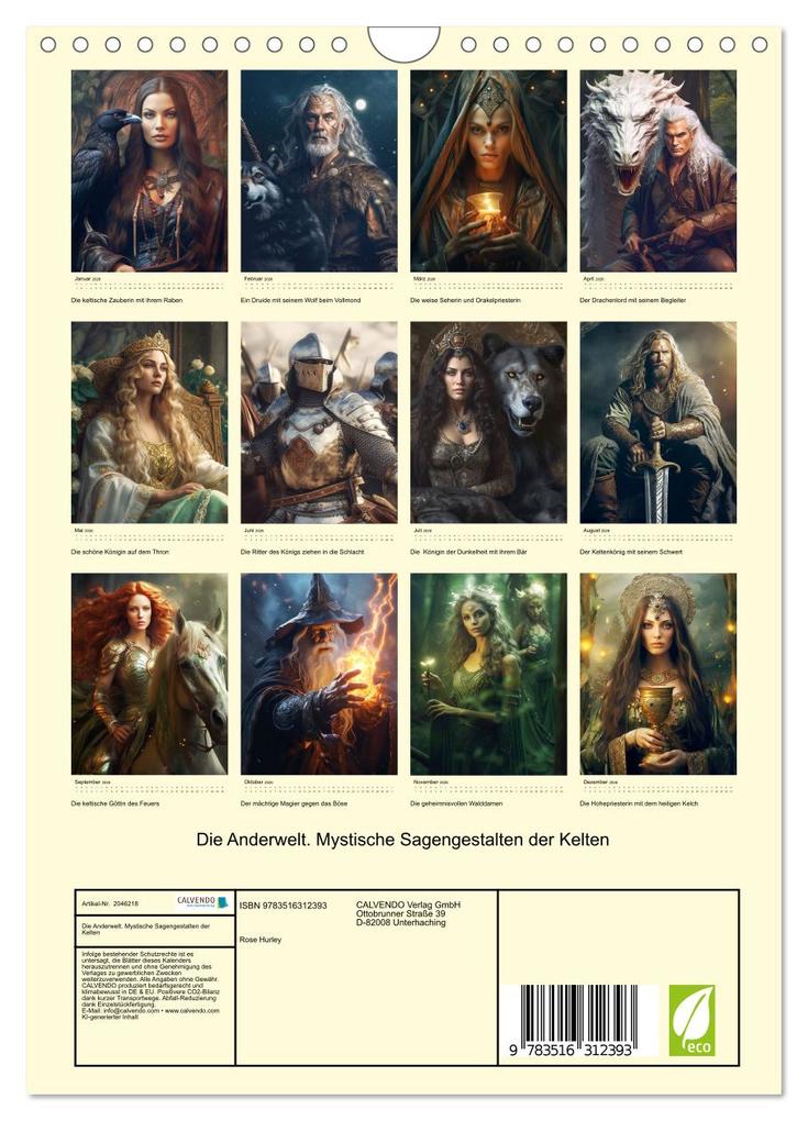 Weitere Ansicht: Die Anderwelt. Mystische Sagengestalten der Kelten (Wandkalender 2026 DIN A4 hoch), CALVENDO Monatskalender | Calvendo, Rose Hurley