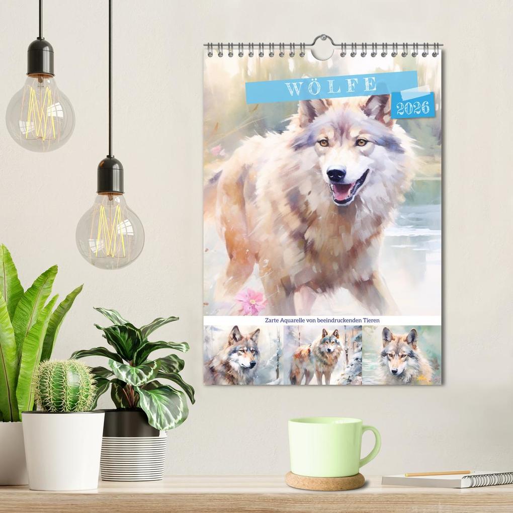 Weitere Ansicht: Wölfe. Zarte Aquarelle von beeindruckenden Tieren (Wandkalender 2026 DIN A4 hoch), CALVENDO Monatskalender | Calvendo, Rose Hurley
