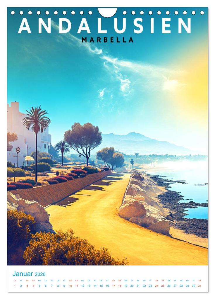 Weitere Ansicht: Andalusien - Old School Poster Style (Wandkalender 2026 DIN A4 hoch), CALVENDO Monatskalender | Calvendo, Val Thoermer